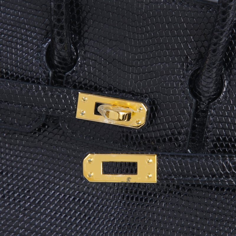 Hermès Birkin Sellier 20 Black Shiny Niloticus Lizard GHW