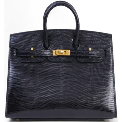 Hermès Birkin Sellier 20 Black Shiny Niloticus Lizard GHW