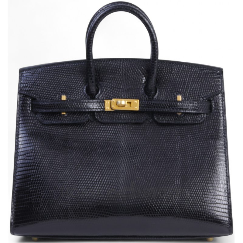 Hermès Birkin Sellier 20 Black Shiny Niloticus Lizard GHW