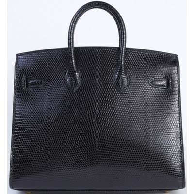 Hermès Birkin Sellier 20 Black Shiny Niloticus Lizard GHW