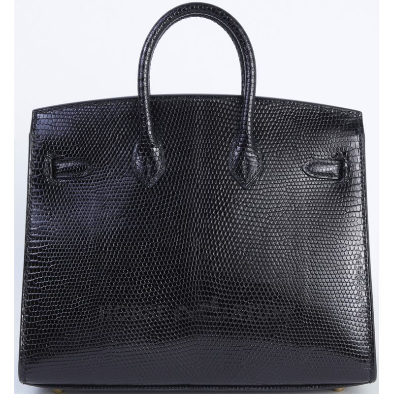 Hermès Birkin Sellier 20 Black Shiny Niloticus Lizard GHW