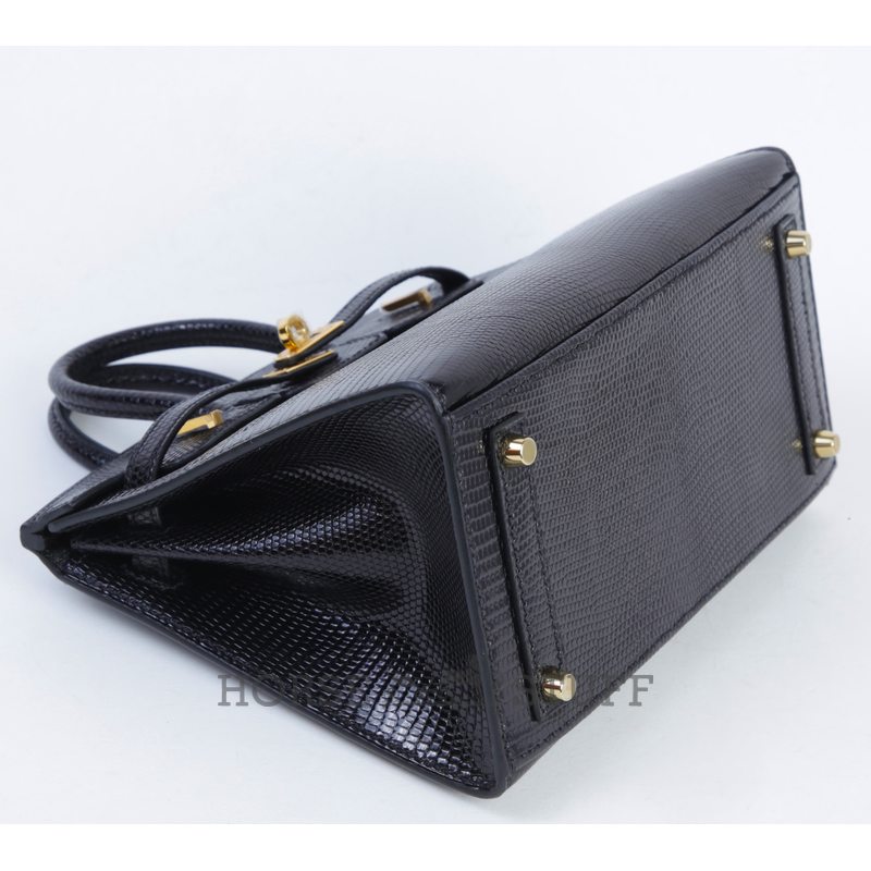 Hermès Birkin Sellier 20 Black Shiny Niloticus Lizard GHW