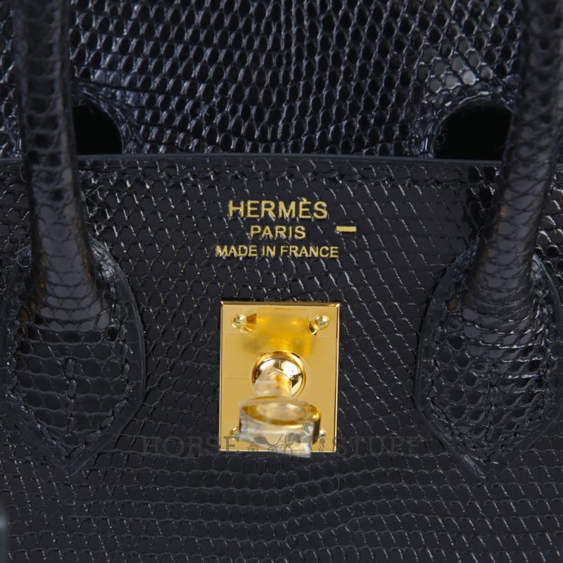 Hermès Birkin Sellier 20 Black Shiny Niloticus Lizard GHW