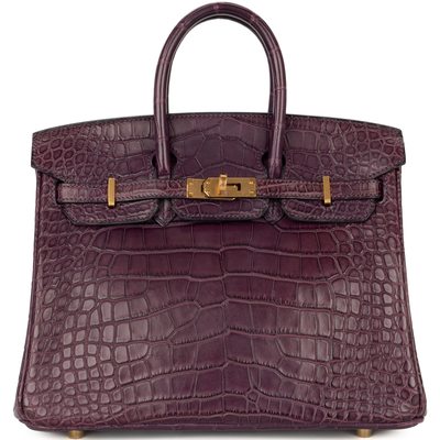 Hermès Birkin 25 Amethyst Matte Crocodile Alligator GHW