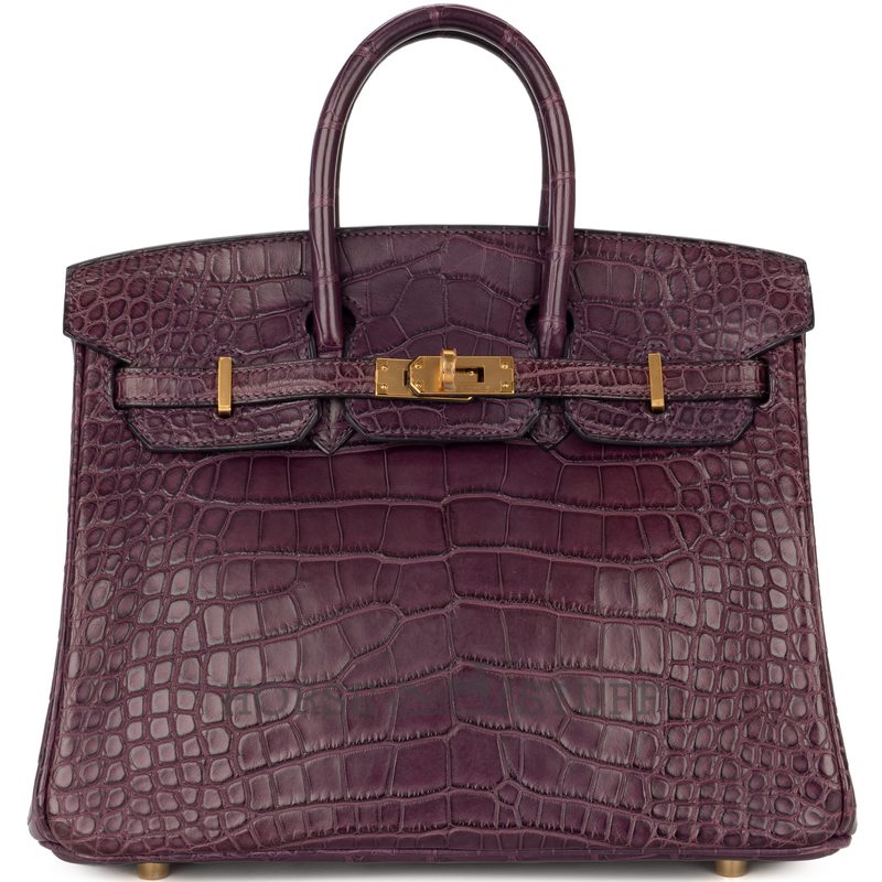 Hermès Birkin 25 Amethyst Matte Crocodile Alligator GHW