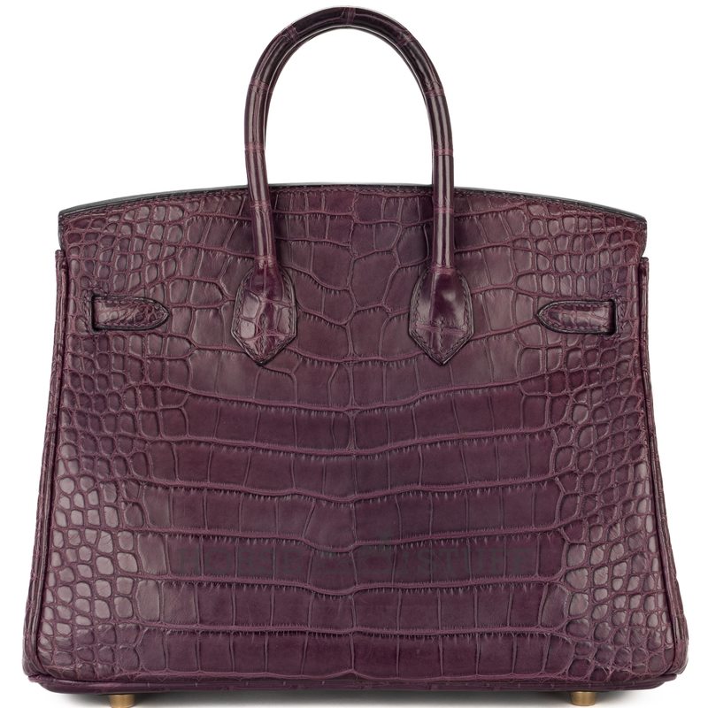 Hermès Birkin 25 Amethyst Matte Crocodile Alligator GHW
