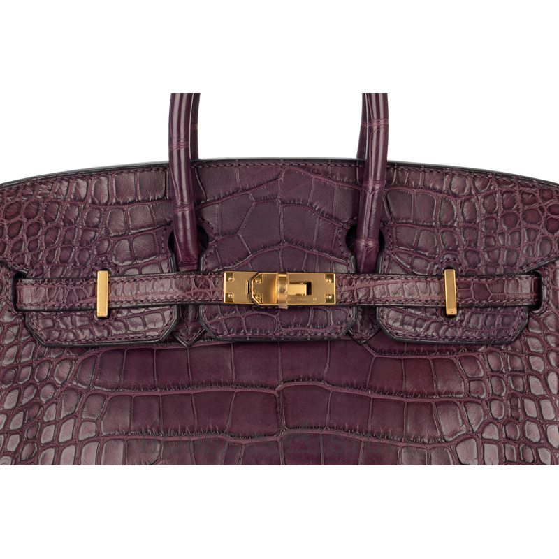 Hermès Birkin 25 Amethyst Matte Crocodile Alligator GHW