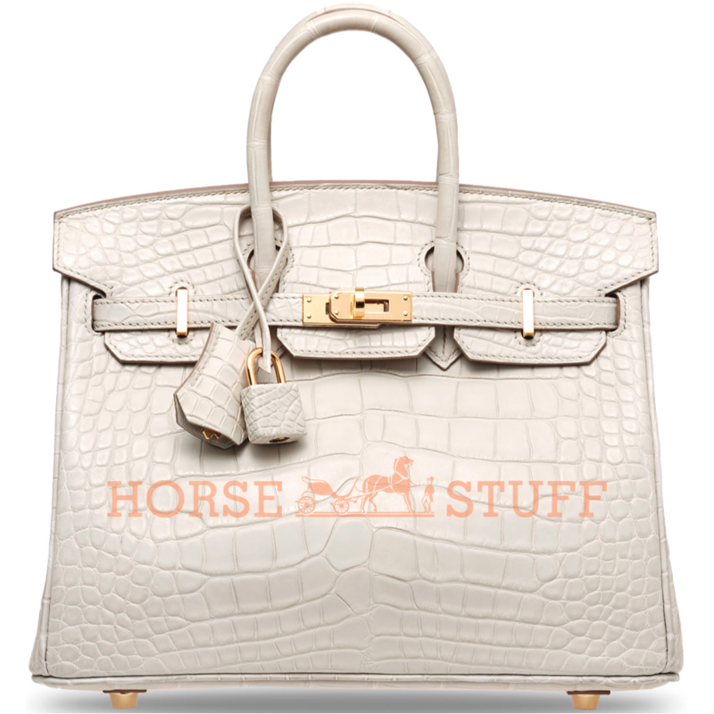 Hermès Birkin 25 Beton Matte Crocodile Alligator GHW