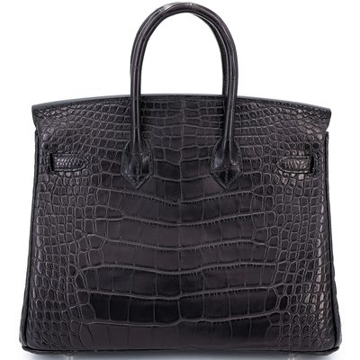 Hermès Birkin 25 Black Matte Crocodile Alligator BPHW 
