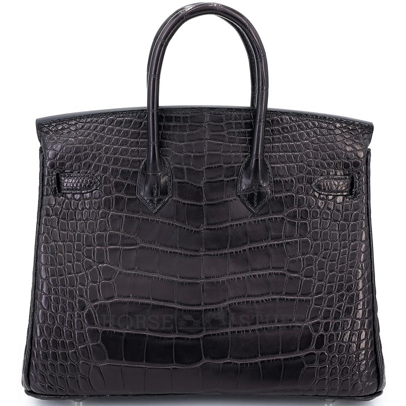 Hermès Birkin 25 Black Matte Crocodile Alligator BPHW