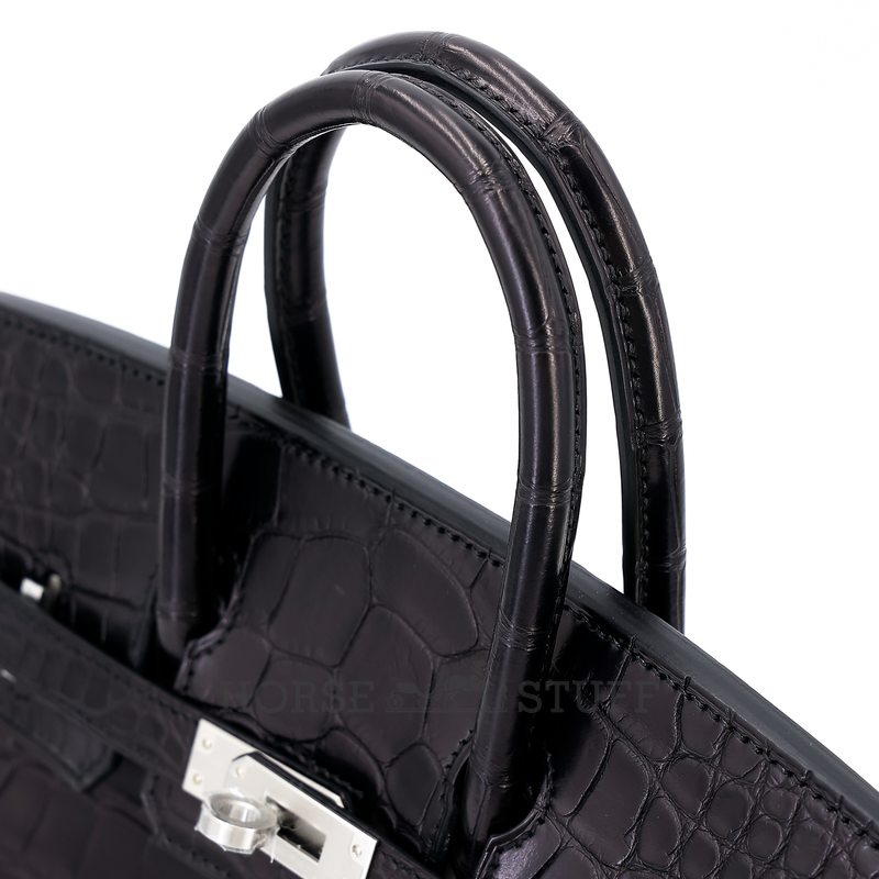 Hermès Birkin 25 Black Matte Crocodile Alligator BPHW