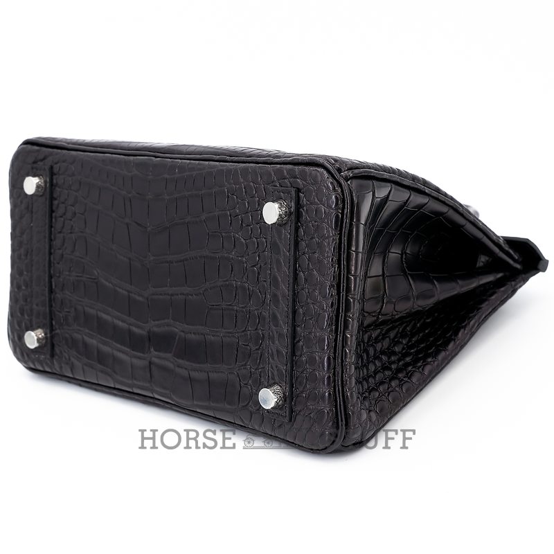 Hermès Birkin 25 Black Matte Crocodile Alligator BPHW