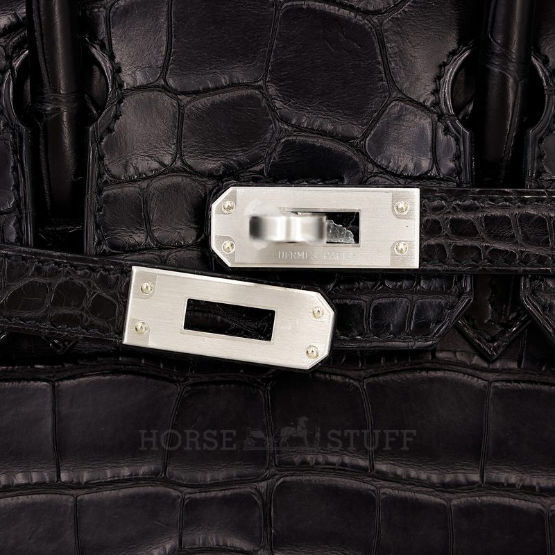 Hermès Birkin 25 Black Matte Crocodile Alligator BPHW