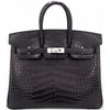 Hermès Birkin 25 Black Matte Crocodile Alligator BPHW