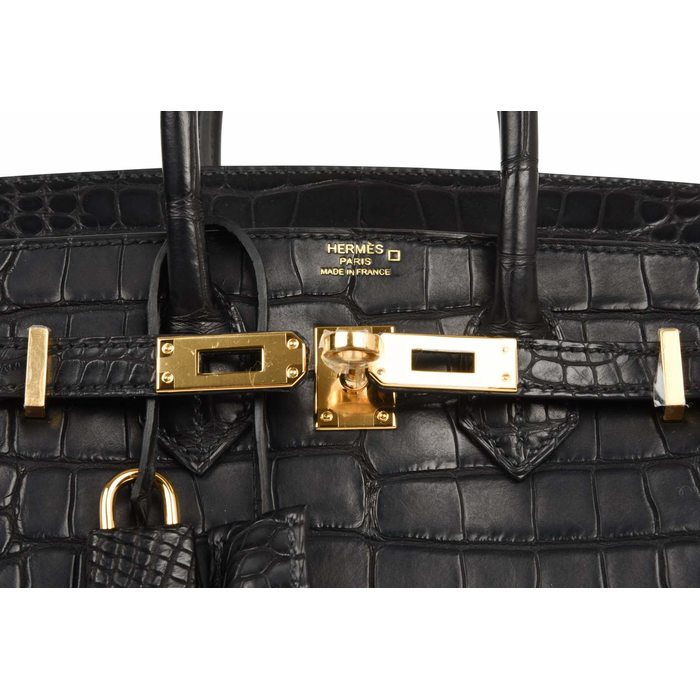 Hermès Birkin 25 Black Crocodile Bag GHW
