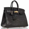 Hermès Birkin 25 Black Matte Crocodile Alligator GHW