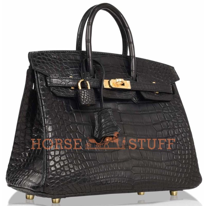 Hermès Birkin 25 Black Matte Crocodile Alligator GHW