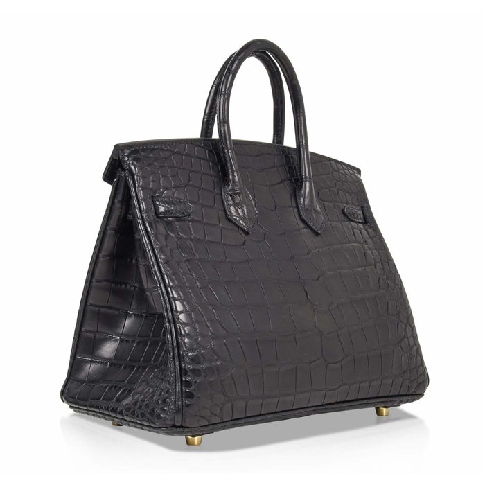 Birkin 25 crocodile handbag Hermès Grey in Crocodile - 32526125
