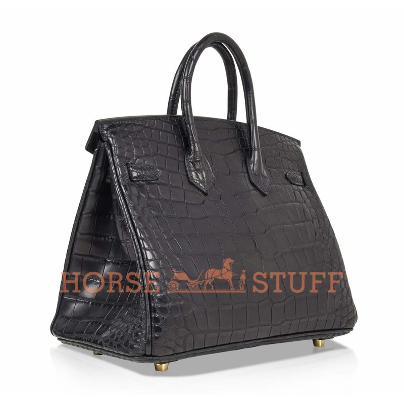 Hermès Birkin 25 Black Matte Crocodile Alligator GHW