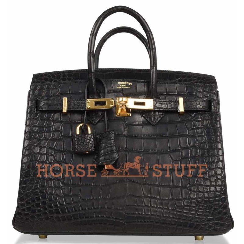 Hermès Birkin 25 Black Matte Crocodile Alligator GHW