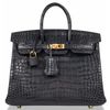 Hermès Birkin 25 Black Matte Crocodile Alligator GHW