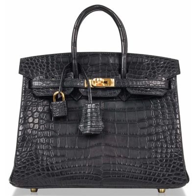 Hermès Birkin 25 Black Matte Crocodile Alligator GHW