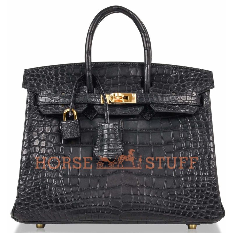 Hermès Birkin 25 Black Matte Crocodile Alligator GHW