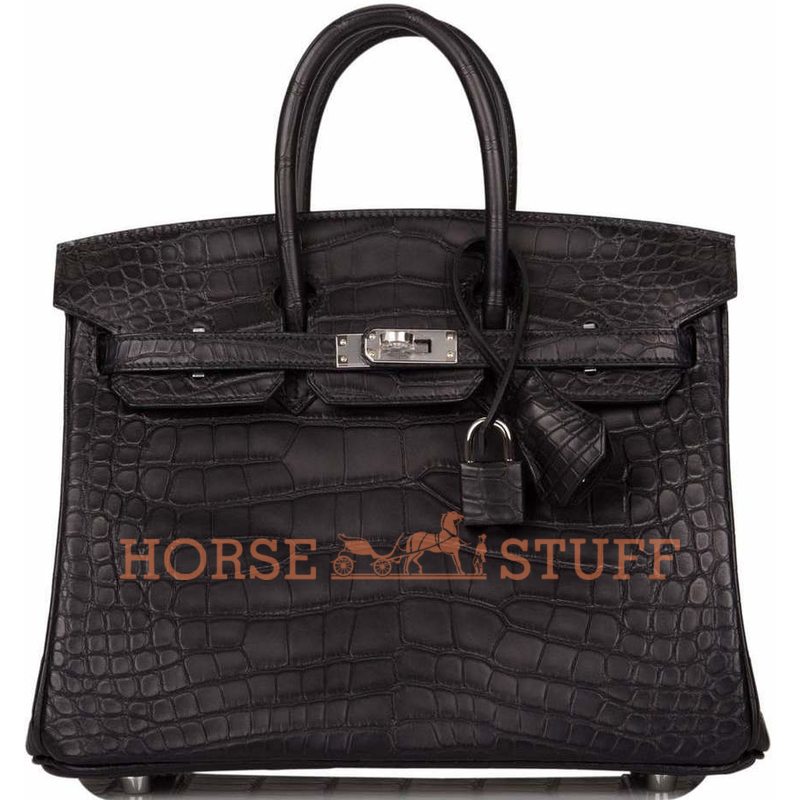 Hermès Birkin 25 Black Matte Crocodile Alligator PHW