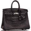 Hermès Birkin 25 Black Matte Crocodile Alligator PHW