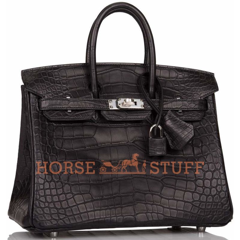 Hermès Birkin 25 Black Matte Crocodile Alligator PHW