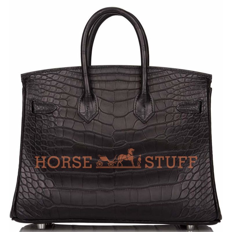 Hermès Birkin 25 Black Matte Crocodile Alligator PHW