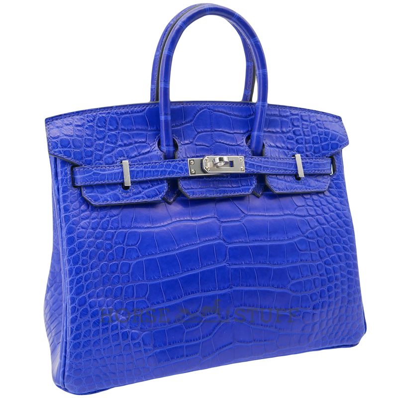 Hermès Birkin 25 Blue Electrique Matte Crocodile Alligator PHW