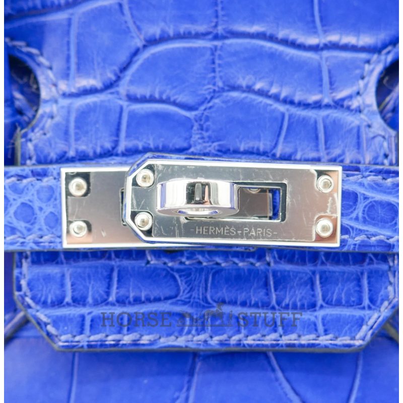 Hermès Birkin 25 Blue Electrique Matte Crocodile Alligator PHW