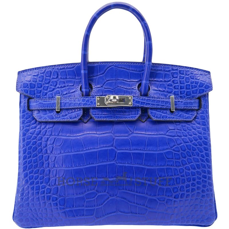 Hermès Birkin 25 Blue Electrique Matte Crocodile Alligator PHW