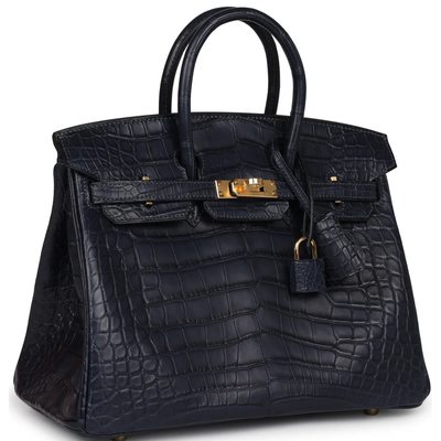 Hermès Birkin 25 Blue Indigo Matte Crocodile Alligator GHW