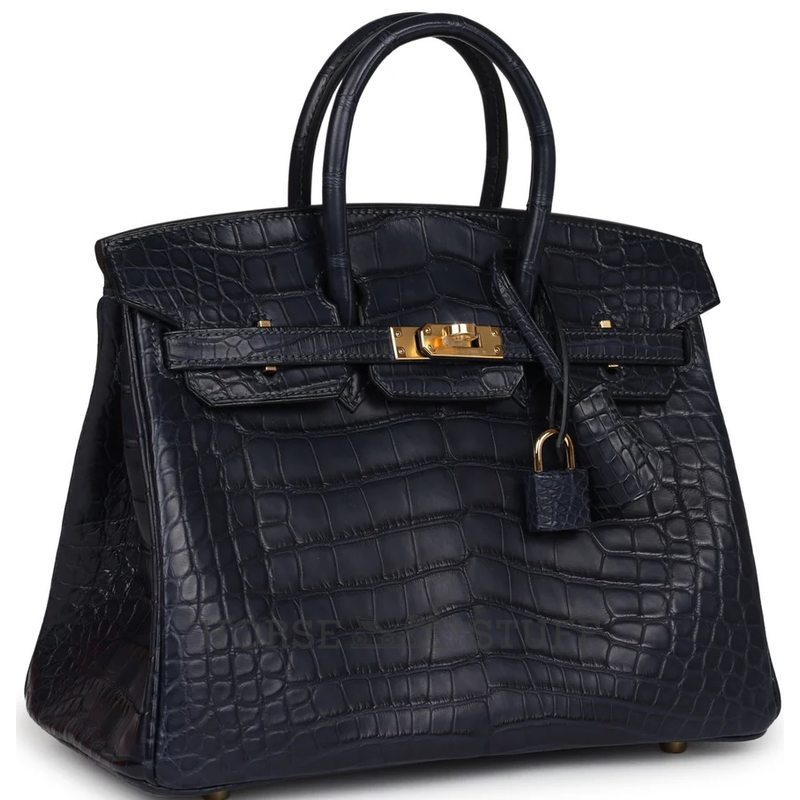 Hermès Birkin 25 Blue Indigo Matte Crocodile Alligator GHW
