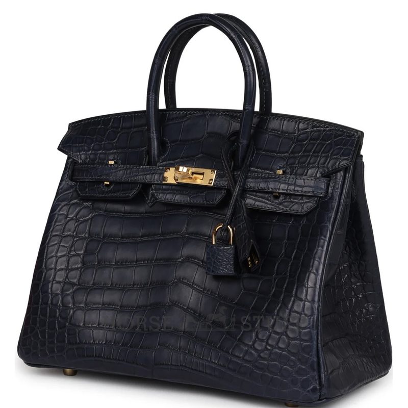 Hermès Birkin 25 Blue Indigo Matte Crocodile Alligator GHW