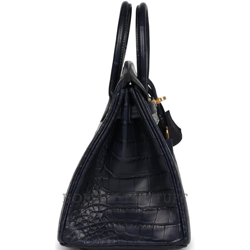 Hermès Birkin 25 Blue Indigo Matte Crocodile Alligator GHW
