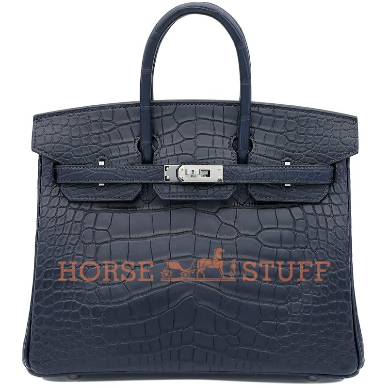 Hermès Birkin 25 Blue Indigo Matte Crocodile Alligator PHW