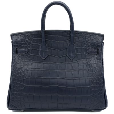 Hermès Birkin 25 Blue Indigo Matte Crocodile Alligator PHW