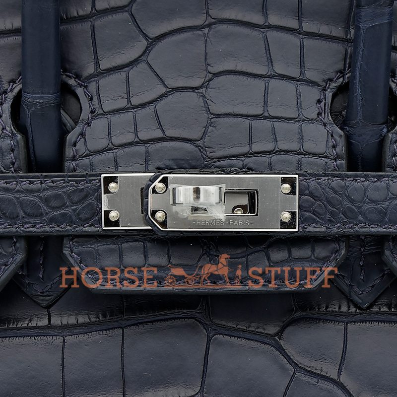 Hermès Birkin 25 Blue Indigo Matte Crocodile Alligator PHW