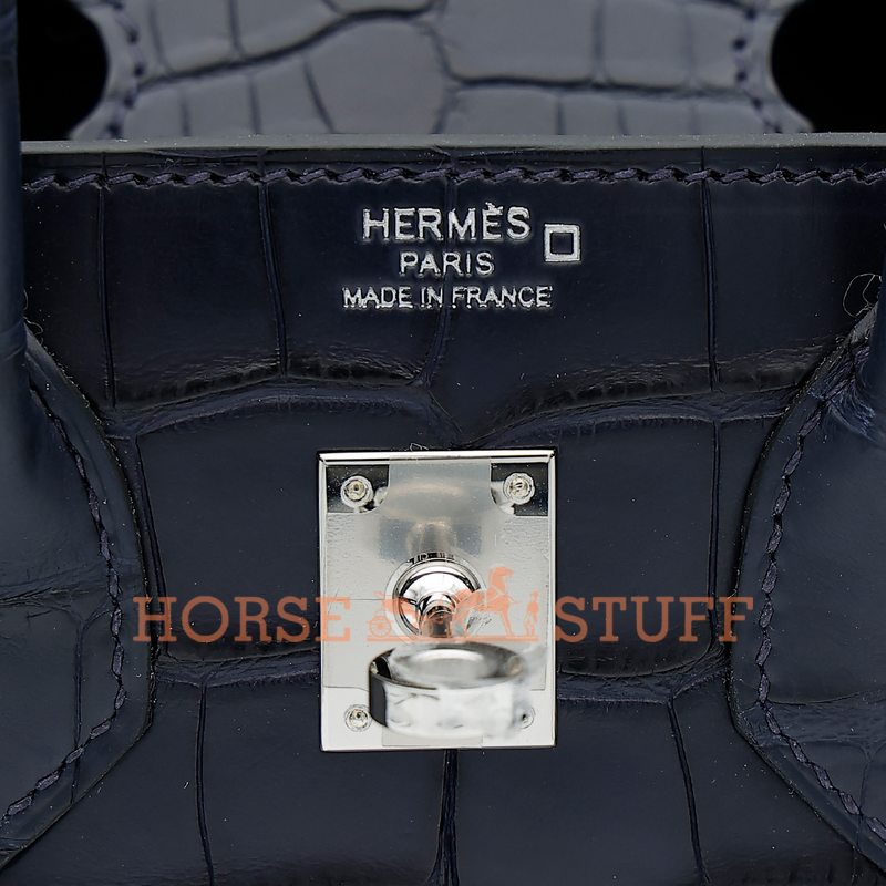 Hermès Birkin 25 Blue Indigo Matte Crocodile Alligator PHW