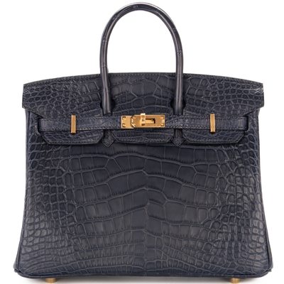 Hermès Birkin 25 Blue Marine Matte Crocodile Alligator GHW
