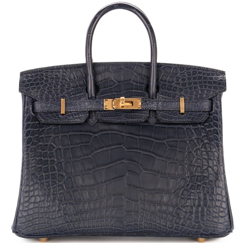 Hermès Birkin 25 Blue Marine Matte Crocodile Alligator GHW