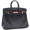 Hermès Birkin 25 Blue Marine Matte Crocodile Alligator GHW
