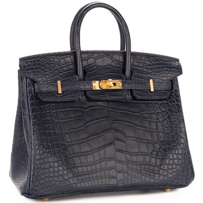 Hermès Birkin 25 Blue Marine Matte Crocodile Alligator GHW