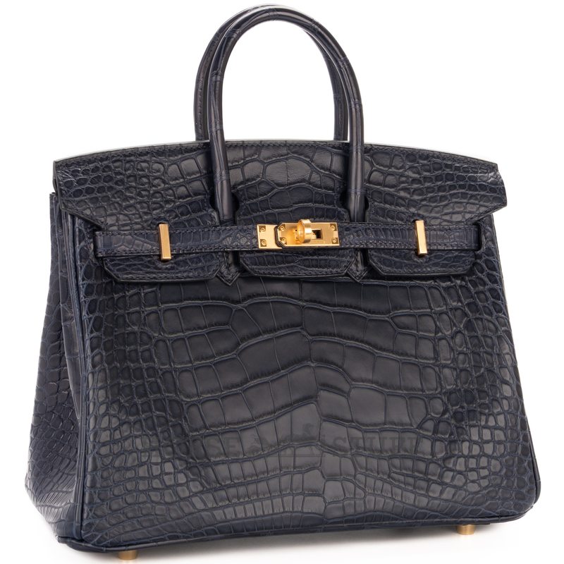 Hermès Birkin 25 Blue Marine Matte Crocodile Alligator GHW