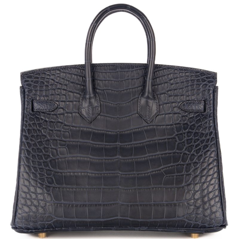 Hermès Birkin 25 Blue Marine Matte Crocodile Alligator GHW