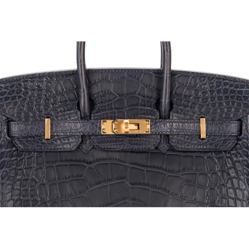 Hermès Birkin 25 Blue Marine Matte Crocodile Alligator GHW