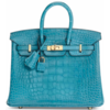 Hermès Birkin 25 Blue Paon Matte Crocodile Alligator GHW